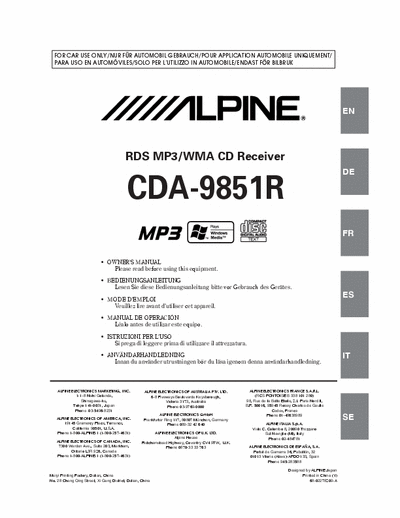 Alpine CDA-95851R OWNER